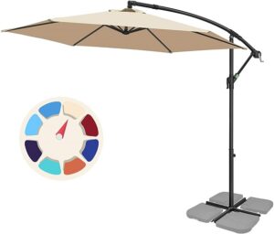 FRUITEAM 10FT Offset Hanging Patio Umbrella